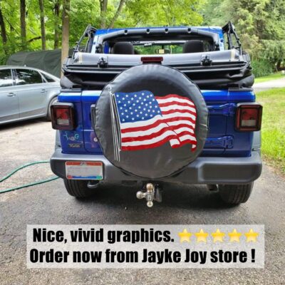 Spare Tire Cover, Black Wheel Cover with American US Flag PVC Leather Waterproof Dust-Proof Universal Fit for Jeep, Trailer, RV, SUV, Camper and Vehicle (15 Inch) - Image 6