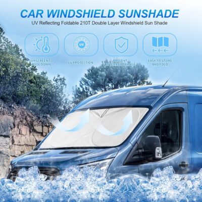 for Ford Transit 2015-2023 2024 2025 2026 Car Windshield Sunshade Sun Shield Custom Fit Transit Wagon XL Cargo,Wagon XLT,Connect Van XL,Front Window Shades Cover Sun Visor Protector Car Accessories - Image 2