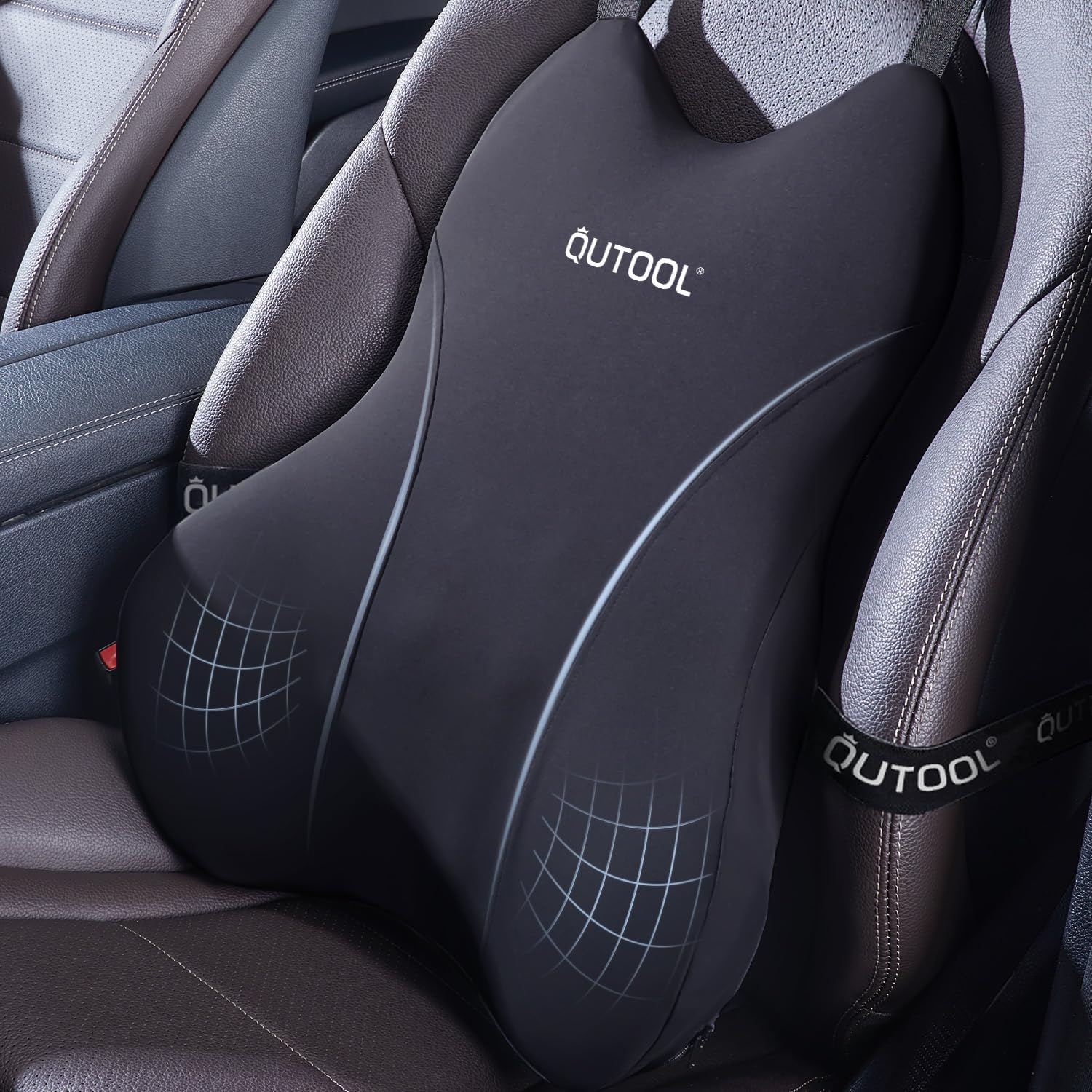 812EWUKhPRL._AC_SL1500_.jpg QUTOOL Lumbar Support Pillow for Car, Truck Accessories Travel Essentials, Memory Foam Back Cushion for Driving Seat, Back Pain Relief,Washable Cover, Lower Back Support Fits Most Cars(Black) - Image 1