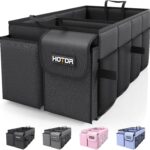 HOTOR Trunk Organizer - Car Organizer, Foldable Trunk organizer for SUVs & Sedans, Sturdy Car Organization for Car Accessories, Tools, Sundries, Black, 2 Compartments, 21.3"×12.6"×10.6"
