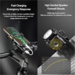 4 in 1 Bike Phone Mount with Light, Bicycle Phone Holder with 500 Lumen LED Headlight,3000mAh USB Charger&130dB Horn,Easy Install for Handlebar,E-Bike,Road & Mountain Bicycle(Black) - Image 4