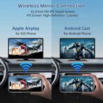 Largest 11.3" Portable Apple Carplay Screen, Wireless Car Play & Android Auto Touch Screen, Car Stereo with App View/4K Dash Cam/Backup Camera/Mirror Link/Voice Control/Music Play/GPS/Bluetooth/FM - Image 6