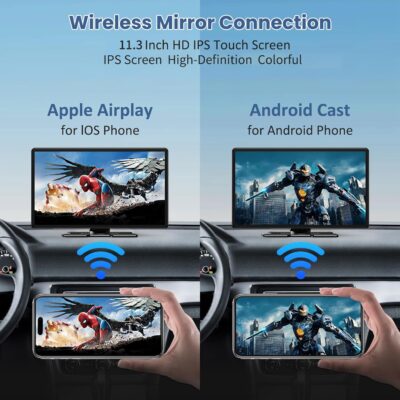 Largest 11.3" Portable Apple Carplay Screen, Wireless Car Play & Android Auto Touch Screen, Car Stereo with App View/4K Dash Cam/Backup Camera/Mirror Link/Voice Control/Music Play/GPS/Bluetooth/FM - Image 6