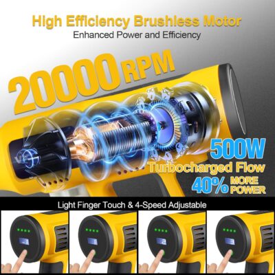 Cordless Pressure Washer with Faucet & Garden Hose Connector, 2 X 5.0AH Batteries, 2000PSI MAX Portable Pressure Washer with Brushless Motor, 4 Speed Adjustment LCD Touch Screen, 6-in-1 Nozzle - Image 3