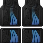 Road Comforts Car Floor Mats Full Set – Front & Rear Car Floor Mats with Aluminum Design, Anti-Slip Backing, All-Weather Protection, Trim-to-Fit Car Mats for Most Sedans, SUVs & Vans - - Blue