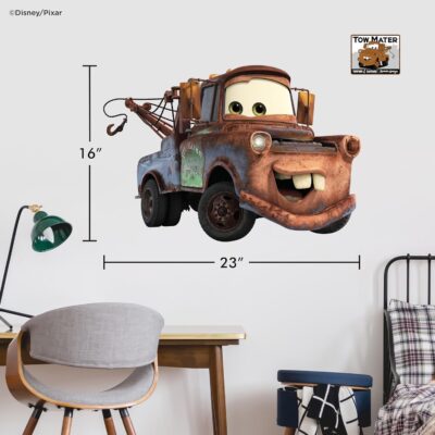 Disney Pixar Cars Wall Decals - 16" x 23" Tow Mater Vinyl Stickers for Bathroom Nursery Bedroom Decor - Peel and Stick Room Decorations - Image 5