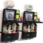 Car Backseat Organizer with Tablet Holder,11 Storage Pockets with Foldable Food Tray, Protector Kick Mats for Kids, Travel Accessories Organizer (Black, 2Pack with Food Tray)