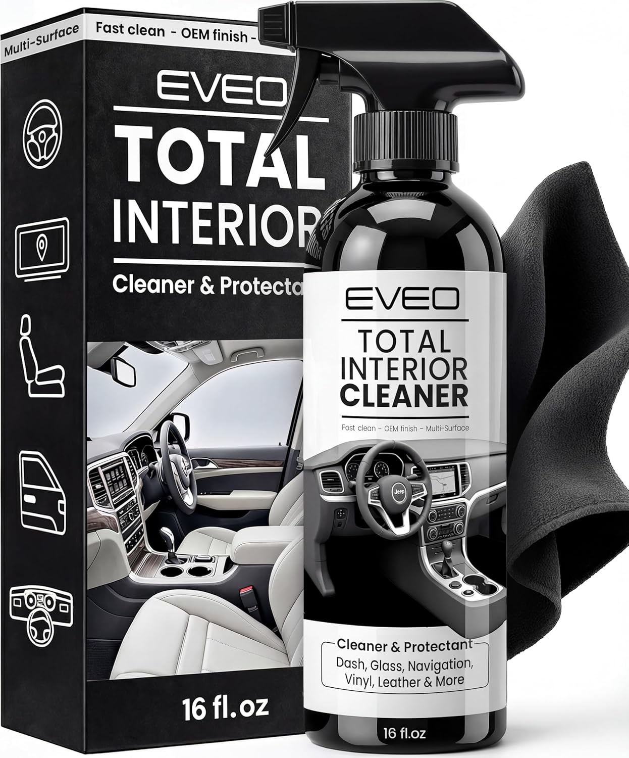 812Y7Par7BL._AC_SL1500_.jpg EVEO Total Car Interior Cleaner Kit - Interior Car Cleaner, Car Seat Cleaner & Car Cleaning Supplies - Car Screen Cleaner, Interior Car Cleaning kit for Leather, Vinyl, Glass & Plastic & More - 16oz - Image 1
