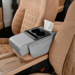 Car Armrest Storage Box,Car Accessories Console Organizers and Storage,Universal Waterproof Leather Console Cover with Cup Holder and Phone Holder,Suitable for Most Cars (Normal, Gray)