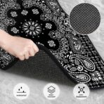 4PCS Paisley Car Floor Mats Anti-Slip Front and Rear Automotive Mats Car Accessories Universal Fit Sedan SUV Van Truck,Black with White - Image 5