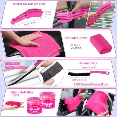 55PCS Pink Car Detailing Kit Interior Cleaner with High Power Handheld Vacuum, Car Wash kit with Detailing Brush Set,Car Interior Detailing Kit,Car Accessories for Cars,Gifts for Women - Image 5