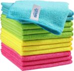 HOMEXCEL Microfiber Cleaning Cloth,12 Pack Cleaning Rags, Cleaning Towels with 4 Color Assorted, 11.5"X11.5"(Green/Blue/Yellow/Pink)