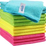 HOMEXCEL Microfiber Cleaning Cloth,12 Pack Cleaning Rags, Cleaning Towels with 4 Color Assorted, 11.5"X11.5"(Green/Blue/Yellow/Pink)