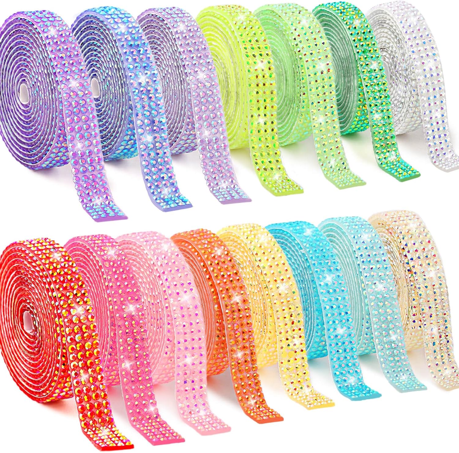812lXRpAFeL._AC_SL1500_.jpg 15 Yards Self Adhesive Rhinestone Strips, Rhinestone Ribbons Self Adhesive, Diamond Crystal Bedazzling Strips Glitter Bling Rhinestones Tape Stickers for Crafts, Fabric, Car, Shoes, Décor - Image 1