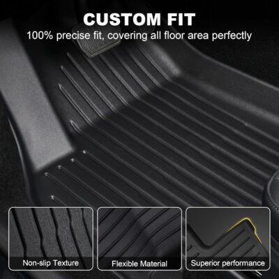 Thick Car Floor Mat for 2025-2026 Tesla Model Y Juniper,Fully Protective TPE Anti-Slip Floor mats Cargo Liners,Custom-Fitted Threshold Strip (Floor Trunk Rear Waist Protection) - Image 3