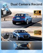 4K Rear View Mirror Camera with Carplay&Android Auto,12" Mirror Dash Cam Front and Rear with Voice Control for Cars&Trucks,Smart Touch Screen,64GB Card Included/Loop Record/Reverse Assist - Image 2