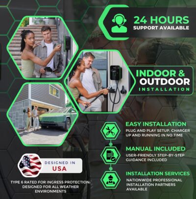 MACH 2:Fast Level 2 EV Charger 48 amp Garage-pro wall-Mount. Electric Vehicle Charging Station 4 Nema 14-50 Outlet. J1772 car Connector. Key Accessories: 30ft Cable & Tesla NACS evse Portable Adapter - Image 4