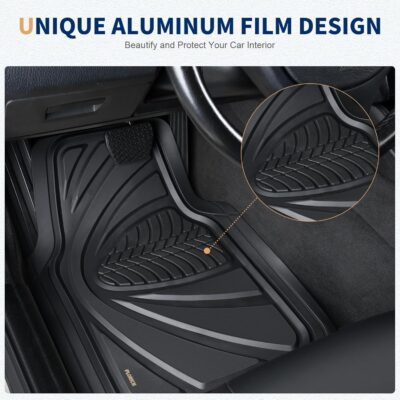 FLORICH Car Floor Mats, Waterproof Universal Heavy-Duty 4 Pieces Rubber Floor Mats for Cars, Full Set Car Mats with Anti-Slip Backing Fit for Most SUV, Vans,Trucks, Sedan(Light Black) - Image 7