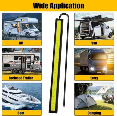 Linkstyle 12PCS 12V LED Interior Light Bar, Waterproof 28 LEDs COB Strip Light Super Bright Lights for Truck Boat Bike RV, White - Image 7