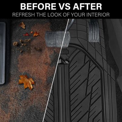 CAR PASS Heavy Rubber Car Floor Mats, Deep Waterproof Car Mats All Weather, Universal Trim-to Fit Automotive Floor Mats for Car SUV Truck Van, Durable Floor Liners Solid Black - Image 6