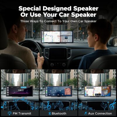 Volam 9.26'' Carplay Screen for Car with 4K Dash Cam, Compatible with Apple Carplay & Android Auto, Carplay with 1080p Backup Camera, Mirror Link, Loop Recording, GPS Navigation - Image 4