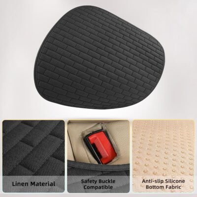 Black Back Seat Cover, Rear Car Seat Cover for Cars Truck SUV,Seat Covers with Storage Pocket,Bottom Auto Seat Cushion Pad Mat for Most Vehicles-Black,1 Pcs - Image 4
