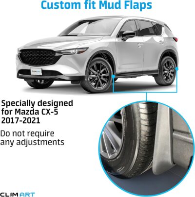 CLIM ART Custom Fit Mud Flaps for Mazda CX-5 2017-2021, 4 pcs, Easy to Install, Road and Weather Resistant Thermoplastic, Car Accessories - MF1417108 - Image 4