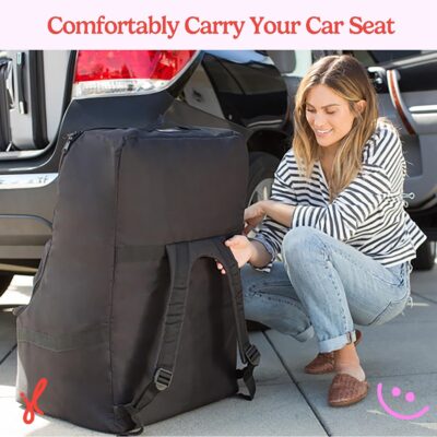 J.L. Childress Padded Backpack Car Seat Bag - Car Seat Travel Bag for Airplane, Cover Fits Most Baby & Infant Carriers & Boosters, Airport Accessories for Gate Check or Baggage Check - Ultimate, Black - Image 7