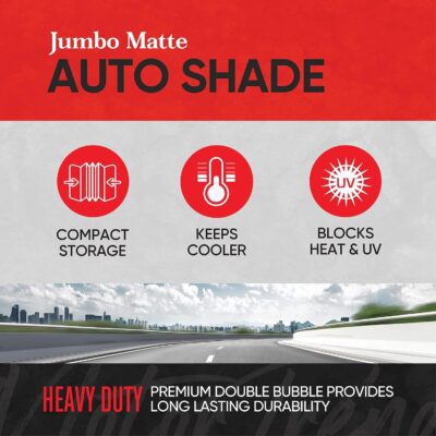 Motor Trend Front Windshield Sun Shade - Jumbo Accordion Folding Auto Sunshade for Car Truck SUV - Blocks UV Rays Sun Visor Protector - Keeps Your Vehicle Cool - 66 x 27 Inch - Image 2