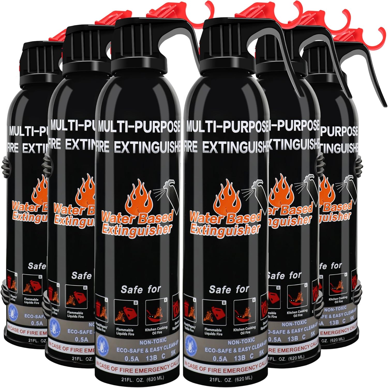 813JIAI00JL._AC_SL1500_.jpg Fire Extinguisher for Home, 6 Pack Vehicle Fire Extinguishers with Mount, Portable Fire Extinguisher Effective on A, B, C, K Fires, Water-Based Extinguisher for Car Boat Office Truck Kitchen Garage RV - Image 1