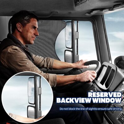2Pcs Semi Truck Side Window Sun Shades with Suction Cups, UV Protection Semi Truck Curtains for Freightliner Cascadia Interior Accessories 23.6x21.6 Inch - Image 4