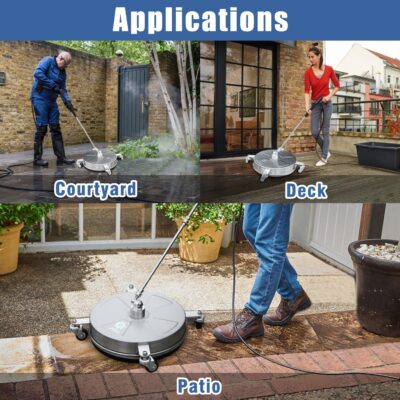 JANZ 16" Pressure Washer Surface Cleaner with 4 Wheels, Stainless Steel Housing, 1/4" Quick Plug, 2 Extension Wand Attachments, 2 Replacement Nozzles and 3 Spray Nozzles, 4000 PSI - Image 7