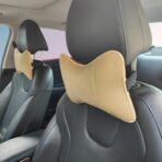2 Pack Car Neck Pillow PU Leather Automotive Headrest Pillow for Car Support Neck Pain Relief Universal Car Pillow (Beige) - Image 7