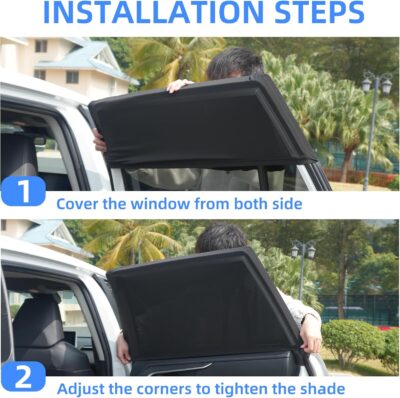 Car Window Shades, 2 Pack Side Car Window Sun Shades for Camping, UV Protection Breathable Mesh Baby Window Covers, Window Screen for Car, Truck, SUV, Protect Privacy for Kids, Family (39.8"x18.9") - Image 7
