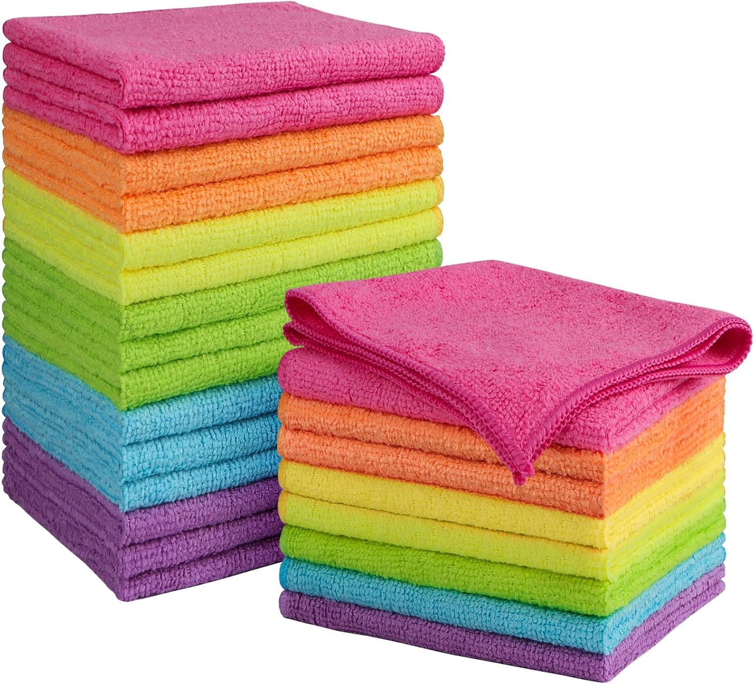 813Z34a8VL._AC_SL1500_.jpg Orighty Microfiber Cleaning Cloth Pack of 24, Microfiber Towels for Cars, Highly Absorbent Car Cleaning Supplies, Lint Free Cloths Clean Rags for Car Care, House, Kitchen, 12x11 inch, Multicolor - Image 1
