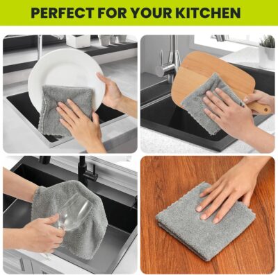 12 Pack Cleaning Cloth,Ultra Soft Absorbent Quick Drying Microfiber Cleaning rags,No scratches,Reusable,Washable,Lint Free Cleaning Towels for Kitchen,Window,Glass,car,11.8"×11.8",(Multicolor) - Image 4