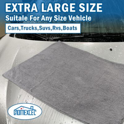 HOMEXCEL Professional Large Microfiber Car Drying Towels 2 Pack, Lint Free, Scratch Free, Highly Absorbent Drying Towel for Cars, SUVs, RVs, Trucks, and Boats,31" x 24",Grey - Image 5
