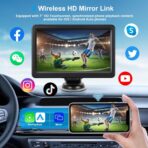 Wireless Carplay Screen for Car, 7" HD Touch Screen Portable Car Stereo for Carplay & Android Auto, Pantalla para Carros with Bluetooth, AUX, FM Transmitter, Voice Control - Image 4