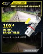 Cougar Motor Fog Bulbs 9007, 9007 Bulb with Dual Cooling Fan, 10X Brightness Real 1:1 Size, Long Lasting White Auxiliary Fog Light for off-road ATV UTV, Pack of 2 - Image 2
