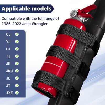 Voodonala Adjustable Roll Bar Fire Extinguisher Mount Holder 3 lb for Jeep Wrangler Unlimited CJ YJ LJ TJ JK JKU JL JLU 4XE,(Black,with Quick disassembly Zipper) - Image 4
