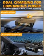 RV Tire Pressure Monitoring System, Wireless TPMS with Solar Charger and USB, 4 Sensors and 6 Alarm Modes Real-time Color LCD Display Tire Pressure Monitor System for SUV Mpv Sedan Truck - Image 3