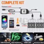 Interior Car LED Strip Lights, RGB 10-in-1 16 Million Colors Ambient Lighting Kit with 470 inches Fiber Optic Wireless APP & Remote Control Music Sync - Image 6