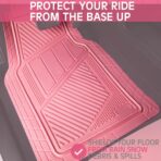 CAR PASS Heavy Duty Rubber Floor Mats 4-Piece,Pink Car Mats Full Sets Anti-Slip,Waterproof Universal Trim-to-Fit for Car SUV Truck, Durable All Weather Automotive Car Mats for Women,Girly(All Pink) - Image 6