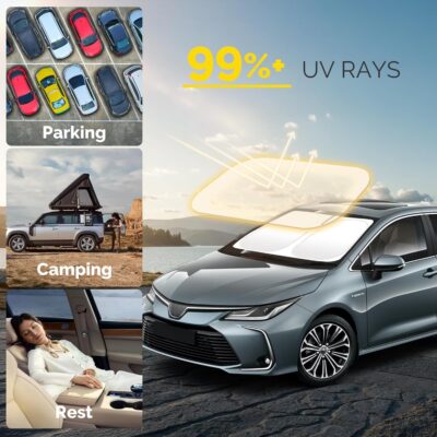 Car Windshield Sun Shade Compatible with 2020 2021 2022 2023 2024 2025 2026 Toyota Corolla Accessories Foldable Front Window Sunshade Custom Windshield Cover Sun Visor Block UV Rays - Image 2
