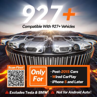 Wireless Carplay Adapter, 60% Smaller, 3X Auto-Connect, No Latency, Plug&Play, Bluetooth&WiFi, for Apple Carplay Wireless Adapter, Mini Dongle for iPhone 5~17 & 927+ Cars, USB A/C (Deep Black) - Image 6