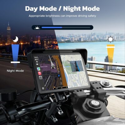 VOLAM 7" Wireless Motorcycle CarPlay Screen, IP67 Waterproof Touchscreen,GPS Navigation System,Anti-Glare for Daylight, Voice Control, Dual Bluetooth, Suitable for Harley, Kawasaki, Yamaha, etc. - Image 5