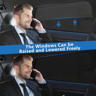 Car Window Shades for Baby - 2 Pack Sun Shade Blocker, Breathable Mesh Rear Side Window Shade Sunshade for SUV, UV Protection for Baby Family Pet, Mosquito Bug Net Window Screens for Camping - Image 7