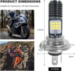 9-16V H4 LED Motorcycle Headlight Bulbs, Super Bright 3030 Chips Bulb Halogen Lamp Replacement, Waterproof High/Low Beam LED Headlight Bulb for Most Motorcycles ATVs (White) - Image 2