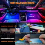 Interior Car LED Strip Lights, Acrylic LED Lights for Car with Dynamic Dreamcolor Chasing, Ambient Lighting Kits Music Sync Wireless APP and RF Remote Control (6 in 1) - Image 4