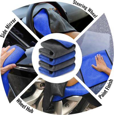 Airlab Microfiber Towels for Cars Wash Drying Thick Plush Cleaning Cloth Auto Detailing Super Absorbent for Interior & Exterior Lint Free, Streak Free, 16" X 16", 800 GSM, Pack of 4 - Image 6